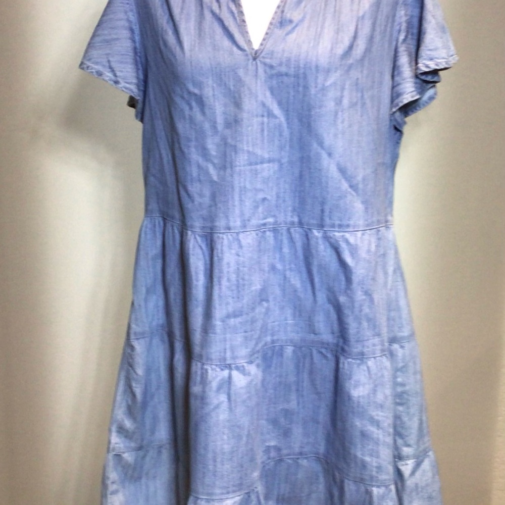 Light Blue Denim Short Sleeve Dress